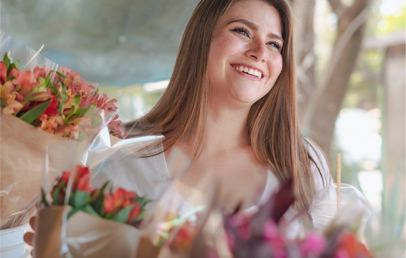 Woman with flowers