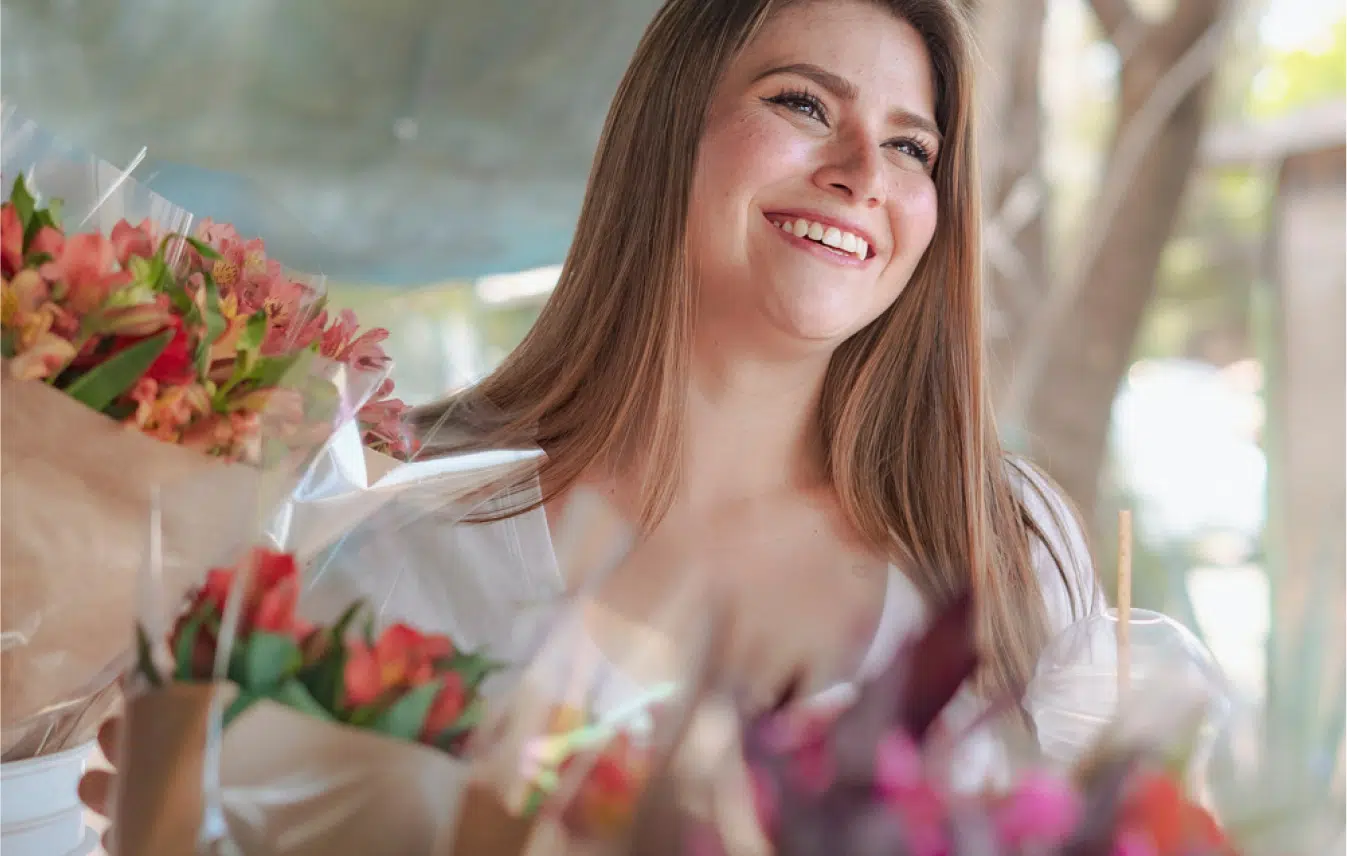 Woman with flowers